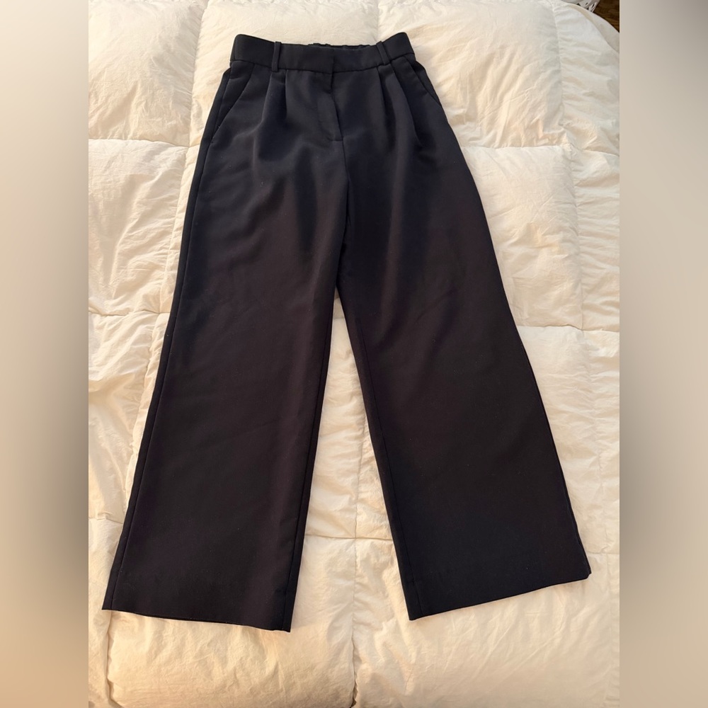 Abercrombie & Fitch Black Sloane Tailored Wide Leg Pant